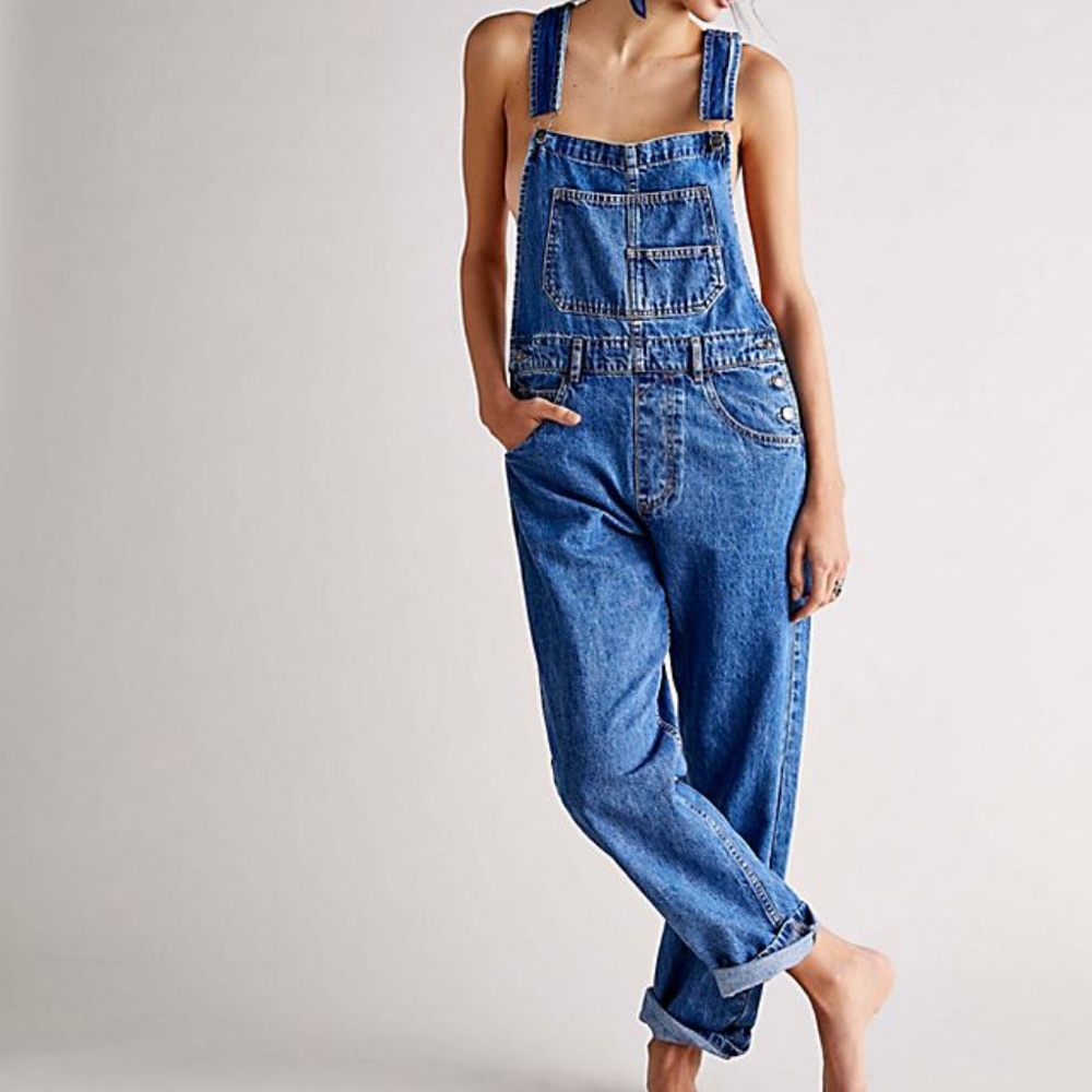 We The Free Blue Denim Ziggy Overalls Jumpsuit